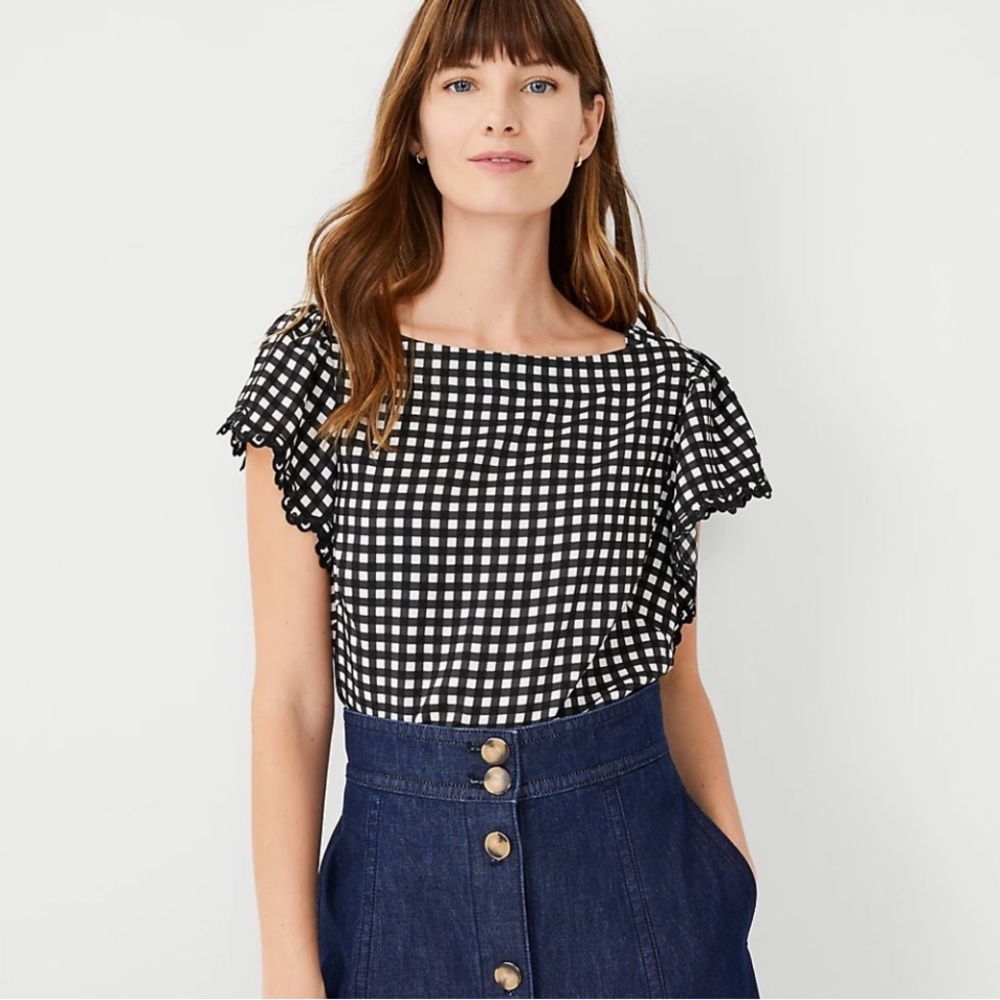 New Ann Taylor Gingham Pattern Blouse